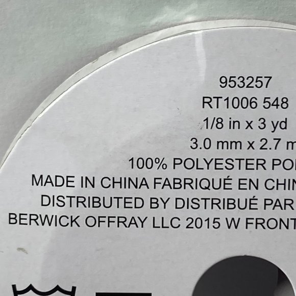 Green Rat Tail Cord Trim Ribbon 12 Rolls Offray Crafts Scrapbook Gift Wrap 1/8" - Picture 13 of 16